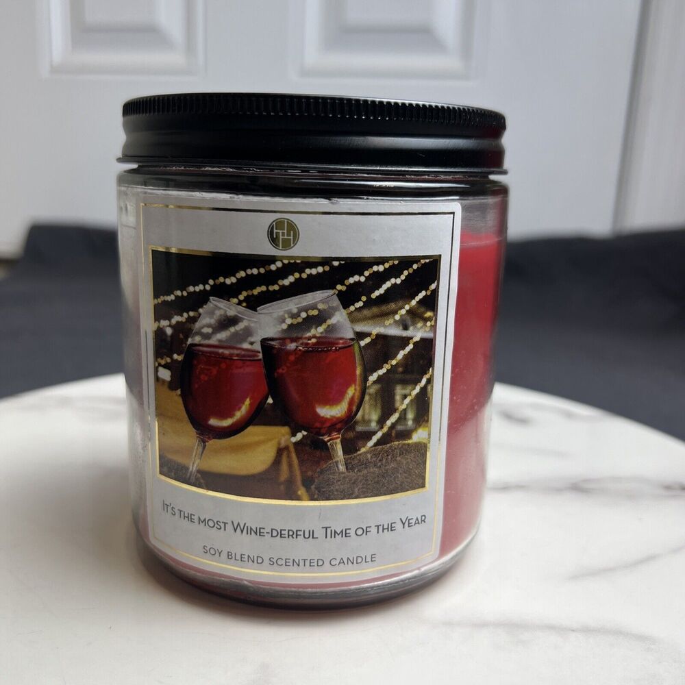 Huntington Home Christmas It’s The Most Wine-Derful 18 OZ Scented Candle Jar NEW